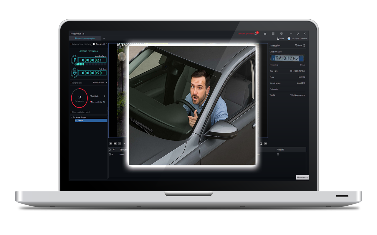 Controllo telecamera IP ANPR da browser